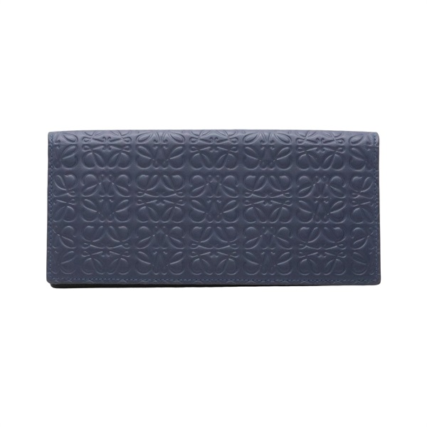 LOEWE 羅威 Repeat Anagram 兩折長夾 海軍藍 壓花牛皮 (有黴)