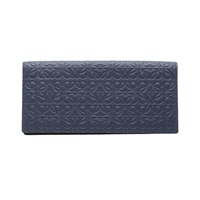 LOEWE 羅威 Repeat Anagram 兩折長夾 海軍藍 壓花牛皮 (有黴)
