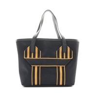 HERMES 愛馬仕 Pursangle MM 托特包 肩背包 黑色 帆布 牛皮 B刻 銀扣 H085441CAAC