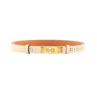 HERMES 愛馬仕 Kelly Garden Party 皮帶 米白色 牛皮 U刻 金扣