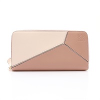 LOEWE 羅威 Puzzle 拉鍊長夾 粉色 牛皮 122N30DF13