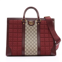 GUCCI 古馳 兩用包 棕/紅 帆布 牛皮 724665