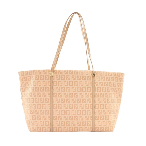 FENDI 芬迪 Zucchino 肩背包 淺棕色 帆布 牛皮 8BH256-FB5