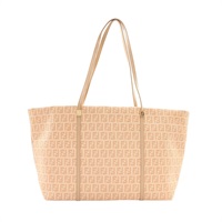 FENDI 芬迪 Zucchino 肩背包 淺棕色 帆布 牛皮 8BH256-FB5