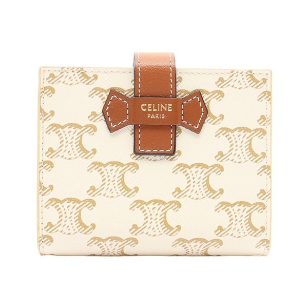 CELINE 賽琳 SMALL STRAP 二折短夾 白色 PVC塗層帆布 10H262DB7.01TA