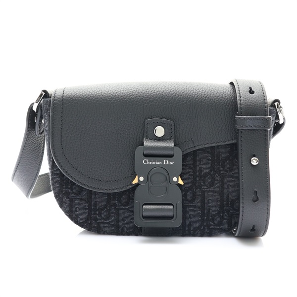 DIOR 迪奧 Mini Saddle 肩背包 黑/灰色 帆布 2ADCA435YKS