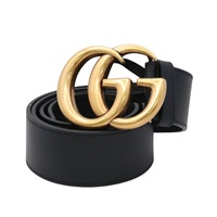 GUCCI 古馳 GG Marmont Wide 皮帶 黑色 牛皮 85cm 400593