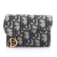 Dior 迪奧 Saddle Bloom 名片夾 短夾 藍色 Oblique 緹花帆布 S5611CTZQ