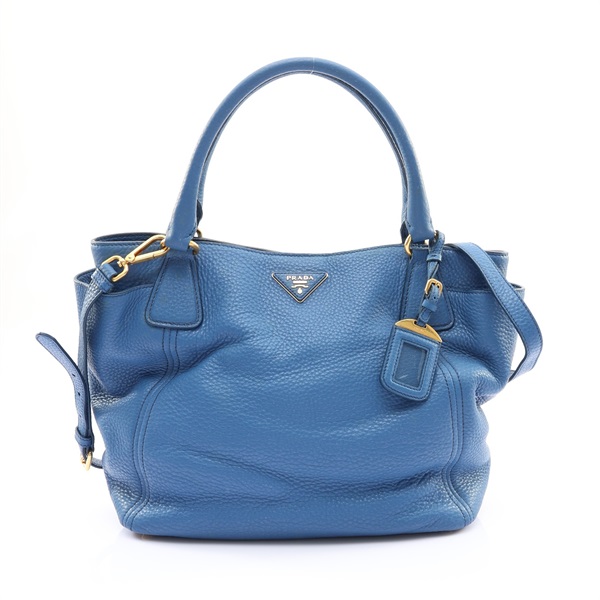 PRADA 普拉達 Vitello Daino 托特包 兩用包 藍色 牛皮 變色 BN2435