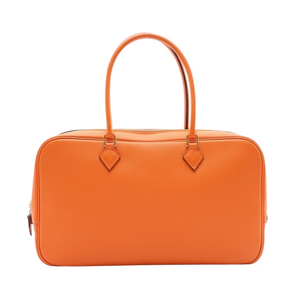 HERMES 愛馬仕 Plume Elan 28 手提包 橘色 Epsom 牛皮 □J刻 金扣