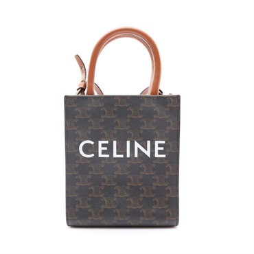 CELINE 賽琳 Triomphe Mini Cabas 肩背包 棕色 PVC塗層帆布 194372BZK