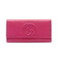 GUCCI 古馳 扣式長夾 桃色 牛皮 282414