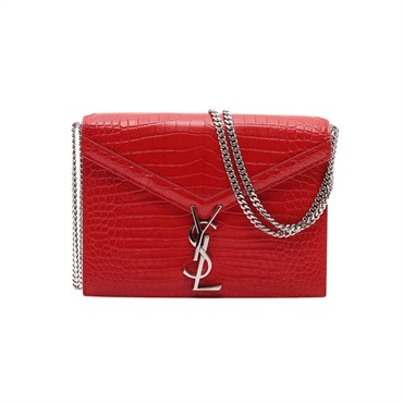 SAINT LAURENT YSL 聖羅蘭 Cassandra 鍊帶 肩背包 紅色 鱷魚壓紋 牛皮 532750