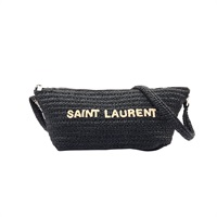 SAINT LAURENT YSL 聖羅蘭 肩背包 黑色 拉菲草編織 667490