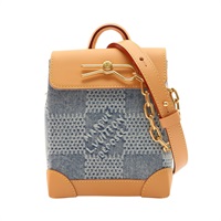 LOUIS VUITTON LV 路易威登 Nano Steamer 肩背包 藍色 棋盤格 丹寧 N40751
