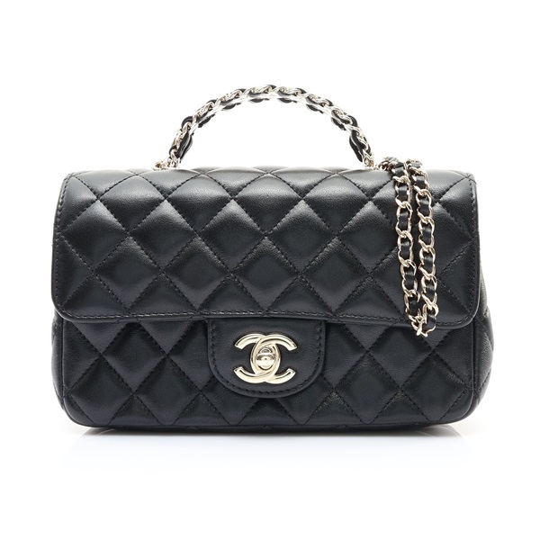 CHANEL 香奈兒 Handle Mini 鍊帶兩用包 黑色 羊皮