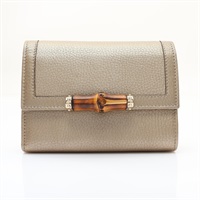 GUCCI 古馳 Bamboo 三折長夾 金色 牛皮 257017