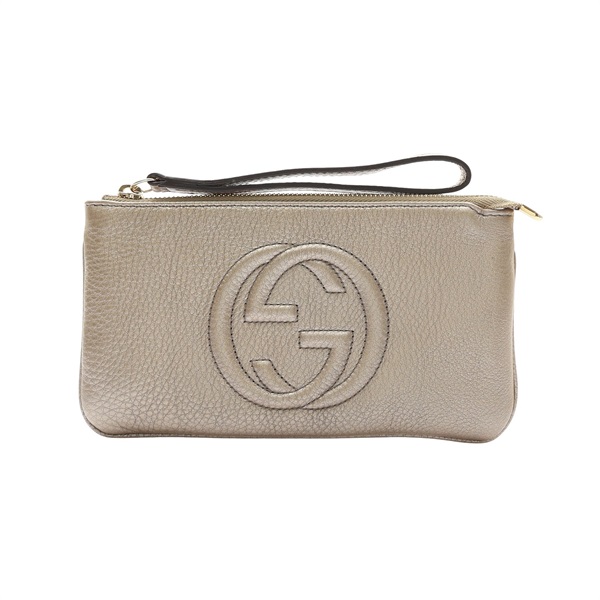 GUCCI 古馳 Soho 手拿包 金色 牛皮 295840