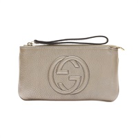 GUCCI 古馳 Soho 手拿包 金色 牛皮 295840