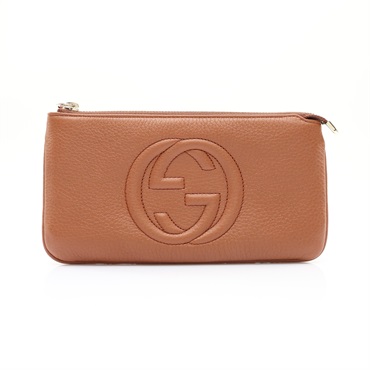 GUCCI 古馳 Soho 拉鍊零錢包 棕色 牛皮 295840