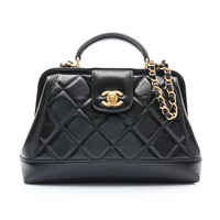 CHANEL 香奈兒 Small Cocodoc Top Handle 鍊帶兩用包 黑色 菱格紋羊皮 金扣 AS4959