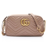 GUCCI 古馳 GG Marmont Small 肩背包 奶茶色 牛皮 447632