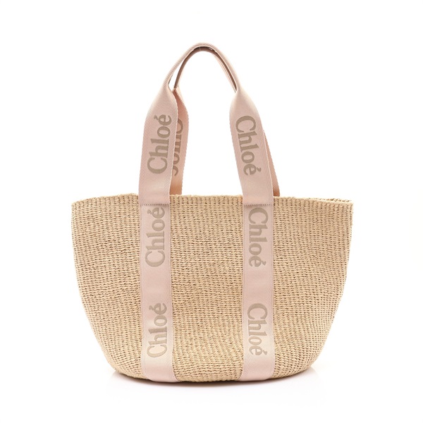 Chloe 克羅伊 Woody Basket Large 托特包 肩背包 淺褐色 藤編 牛皮 CHC22SS380G55101