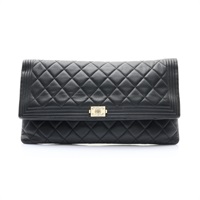 CHANEL 香奈兒 Beauty CC Boy Clutch 手拿包 黑色 菱格紋 羊皮 A80572