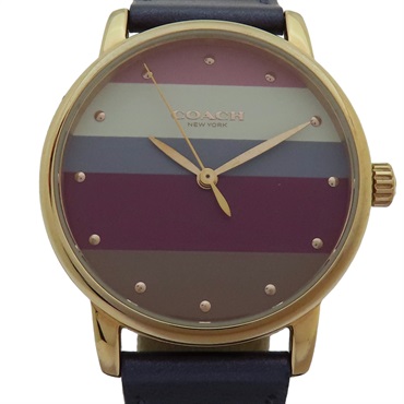 紫色 不鏽鋼 條紋 石英腕錶