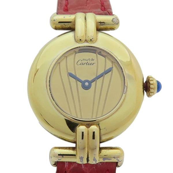 Must De Cartier Vermeil 金色錶盤 石英 腕錶 590002