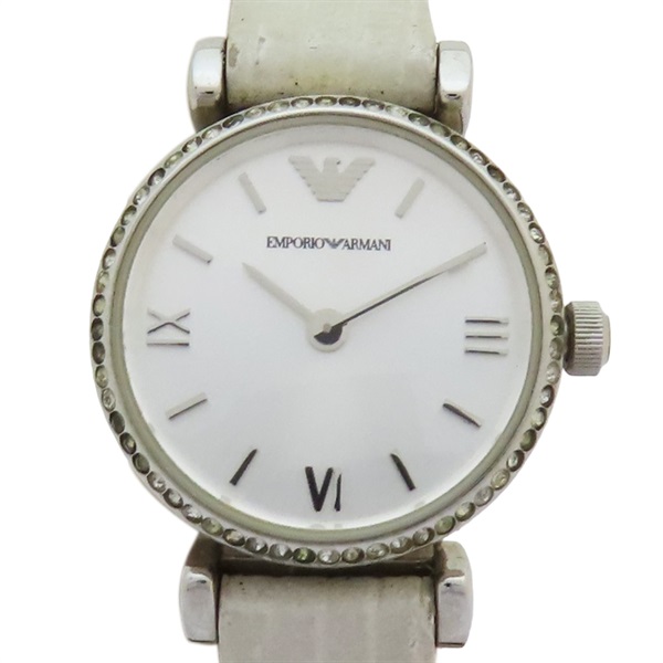 Emporio Armani 水鑽框 白色錶盤 腕錶 AR1686