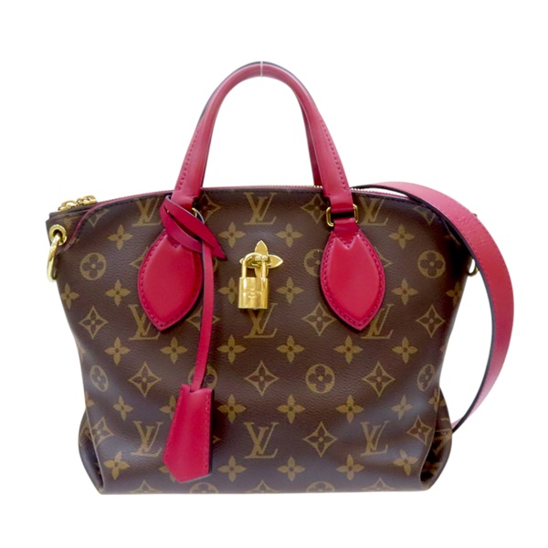 【再降價】棕色 原花 帆布 Flower Zipped Tote PM 兩用包【LOUIS VUITTON LV 路易威登】 M44350