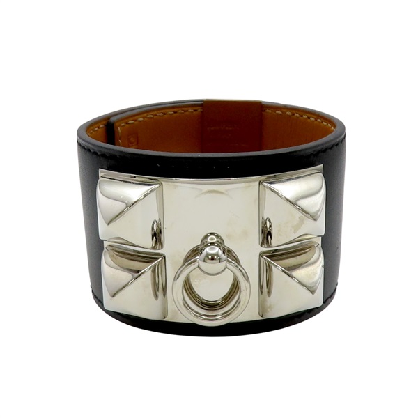 黑色牛皮 CDC Collier De Chien 手環 口Q刻 #S【HERMES 愛馬仕】