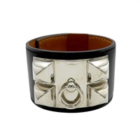 黑色牛皮 CDC Collier De Chien 手環 口Q刻 #S【HERMES 愛馬仕】