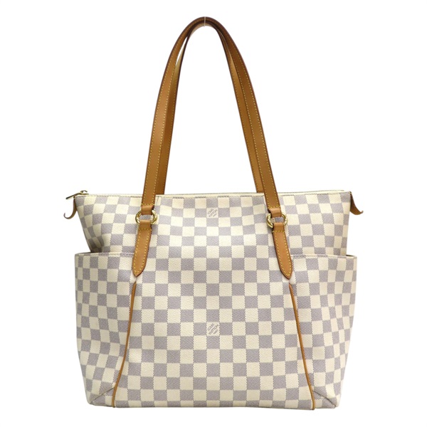 白色 棋盤格 帆布 Totally MM 托特包 N51262