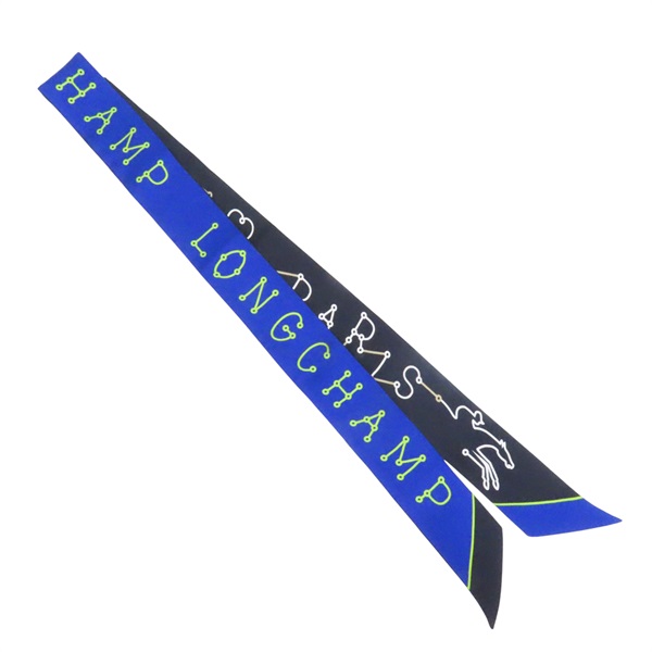 藍色 絲綢 Twilly 絲巾 髮帶