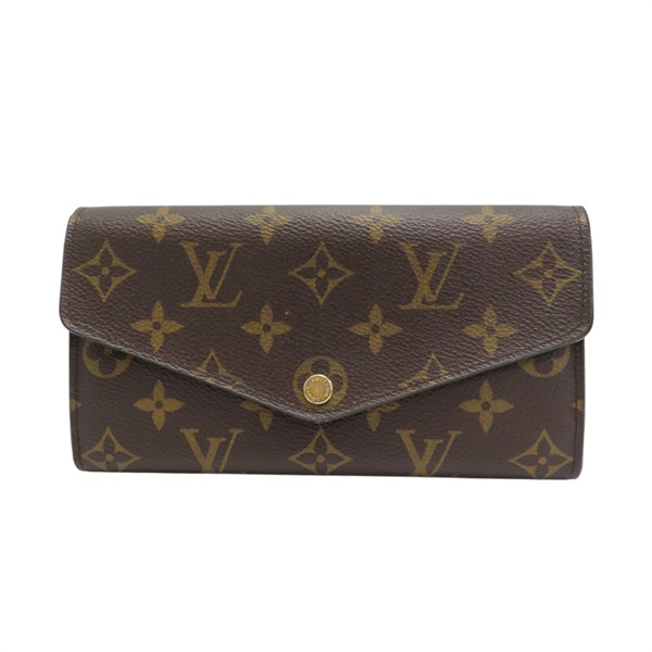 棕色 原花帆布 Sarah 扣式長夾 M62234