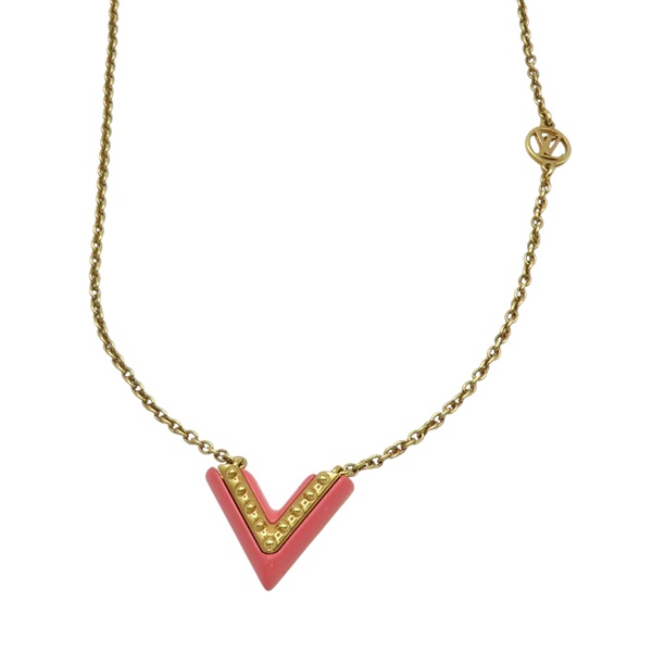 金色鍍金 粉色V Essential V 項鍊【LOUIS VUITTON LV 路易威登】 M63180