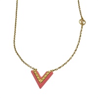 金色鍍金 粉色V Essential V 項鍊【LOUIS VUITTON LV 路易威登】 M63180