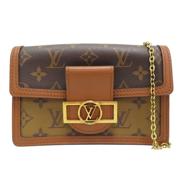 棕色 原花 Reverse 帆布 Dauphine Chain Wallet 肩背包 M68746