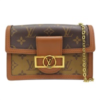 棕色 原花 Reverse 帆布 Dauphine Chain Wallet 肩背包 M68746