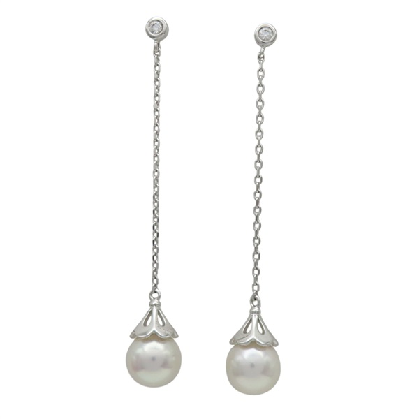 18K白金 鑽石 珍珠 Day＆Night 耳環【MIKIMOTO 御木本】 HE05449U