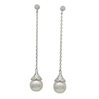 18K白金 鑽石 珍珠 Day＆Night 耳環【MIKIMOTO 御木本】 HE05449U