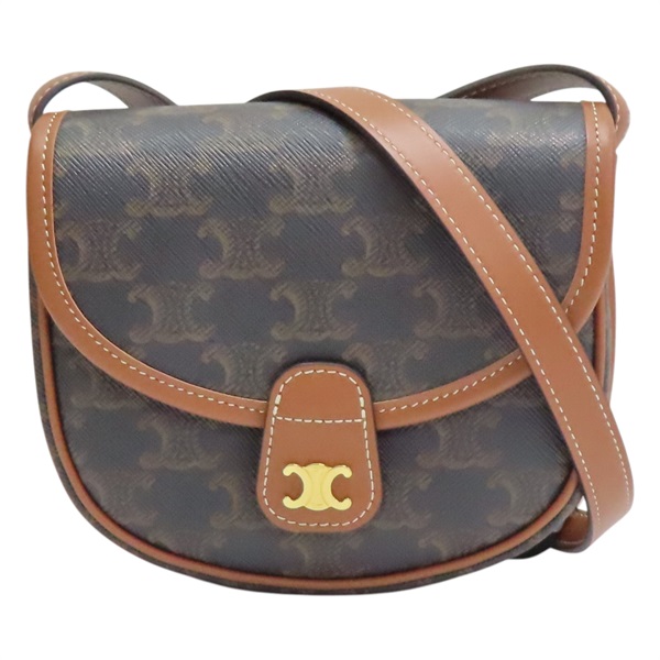 棕色 PVC老花 Triomphe Mini 馬鞍包 肩背包【CELINE 賽琳】 196702BZJ