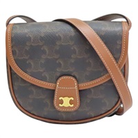 棕色 PVC老花 Triomphe Mini 馬鞍包 肩背包【CELINE 賽琳】 196702BZJ