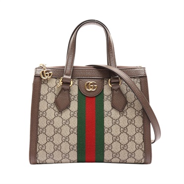 棕色 GG Supreme 帆布 牛皮 Ophidia Small Tote 兩用包【GUCCI 古馳】 547551