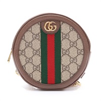 GUCCI 古馳 Ophidia Round 圓餅包 後背包 烏木色PVC塗層帆布 牛皮飾邊 598661 598661