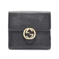 GUCCI 古馳 Interlocking G 二折短夾 黑色牛皮 615523