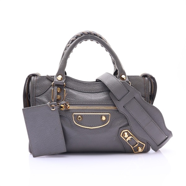 BALENCIAGA 巴黎世家 Edge Mini City 兩用包 灰色 山羊皮 390160