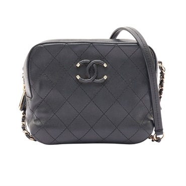 CHANEL 香奈兒 Matelasse Camera 肩背包 黑色 牛皮 無卡 AS0538